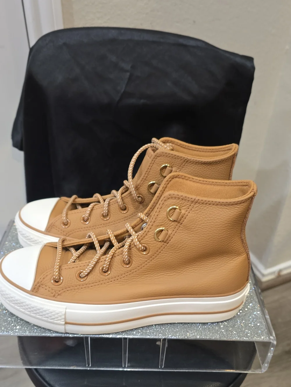 Converse Chuck Taylor All Star Lift Platform Glam Leather Sneakers-Incensed/Egre - Picture 10 of 13